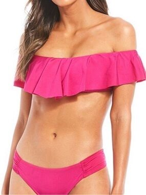 Trina Turk Ruffle Bandeau Swim Bikini Top Size 8 Pink